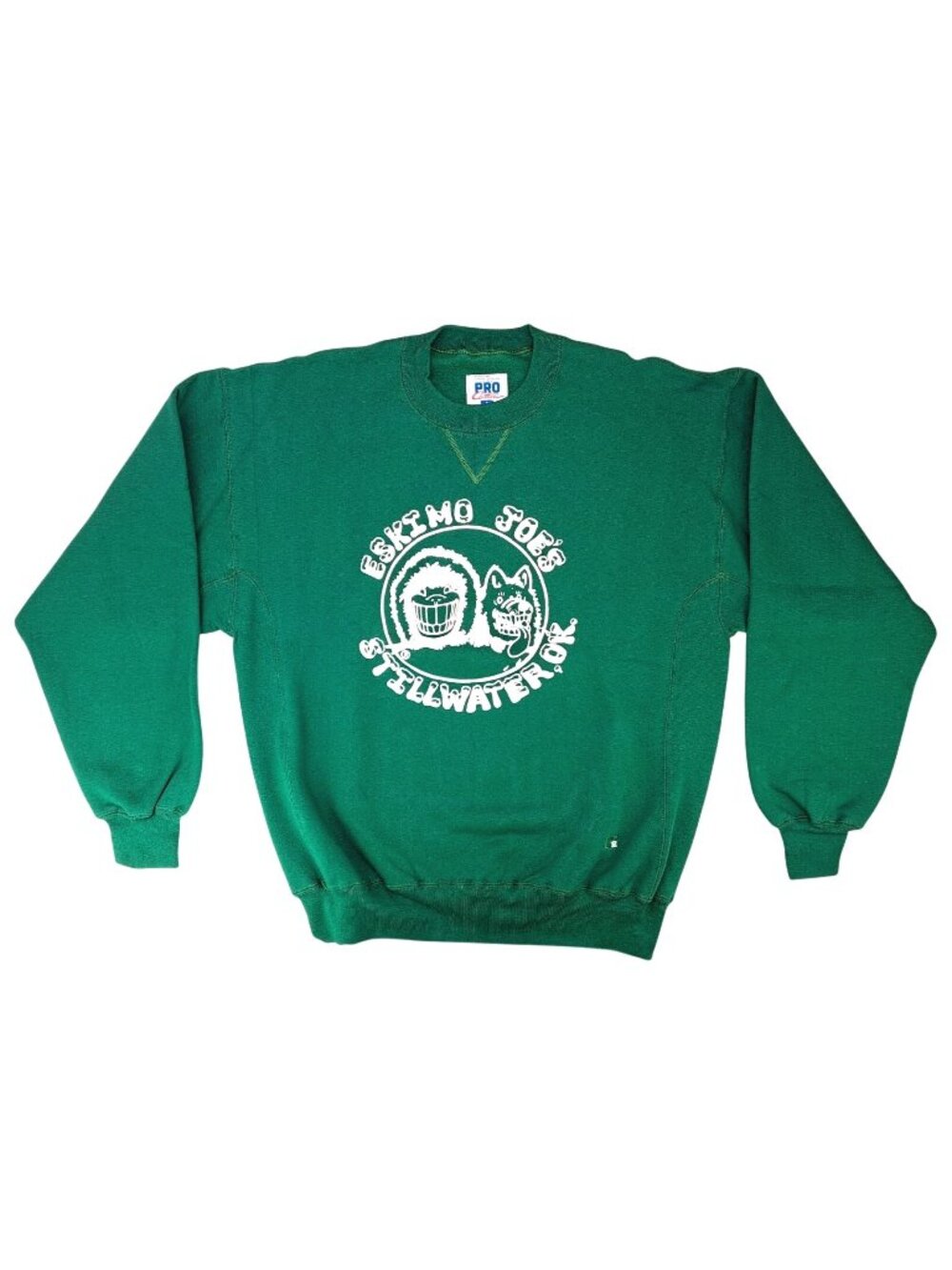 Vintage Eskimo Joe's Stillwater Green Sweatshirt Large Russell Reverse Weave New
